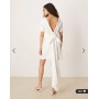YAS bow back statement mini dress in white
