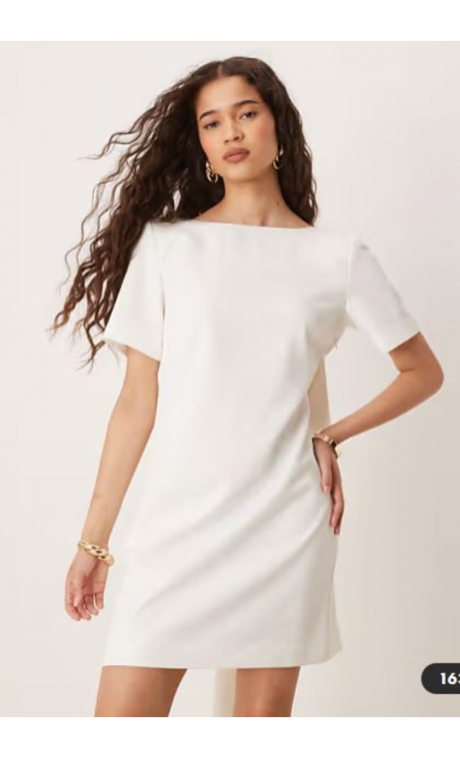 YAS bow back statement mini dress in white