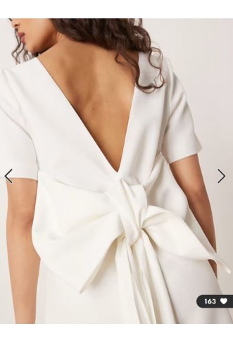 YAS bow back statement mini dress in white