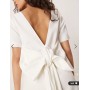 YAS bow back statement mini dress in white