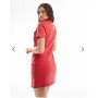 ASOS DESIGN denim fitted shirt dress in red