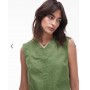 Topshop denim v neck mini dress in green