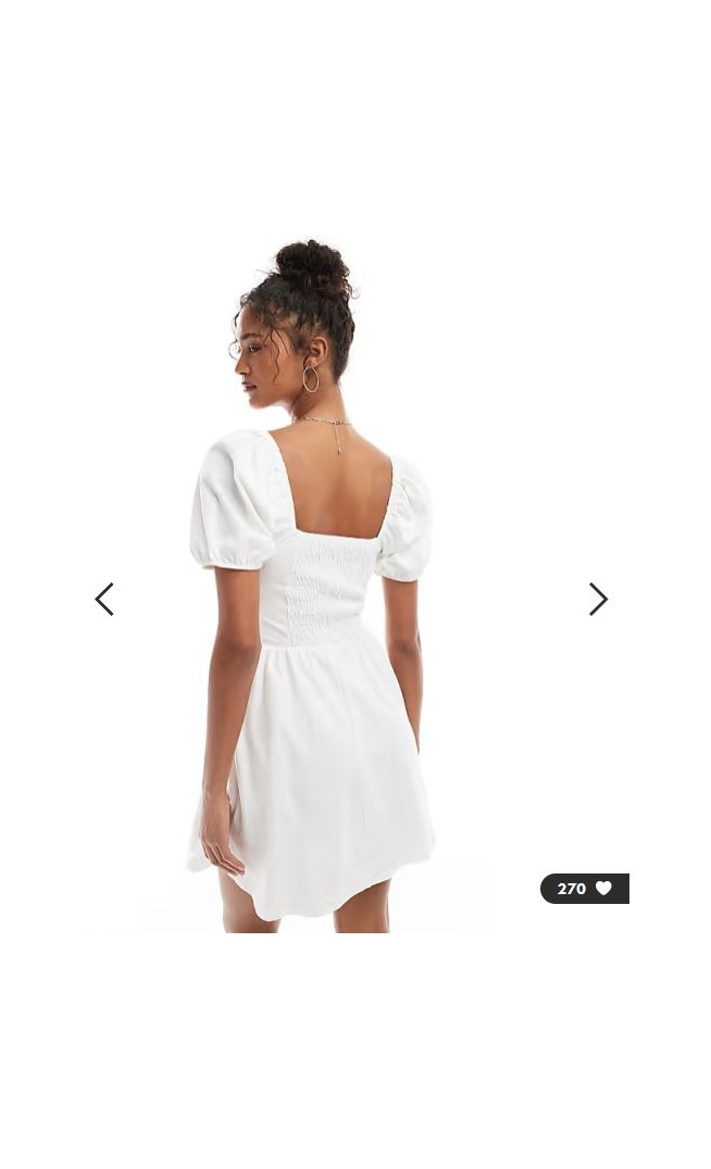 Miss Selfridge milkmaid puff sleeve mini dress in white