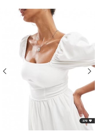 Miss Selfridge milkmaid puff sleeve mini dress in white