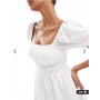 Miss Selfridge milkmaid puff sleeve mini dress in white
