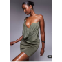 ASOS DESIGN draped front off shoulder mini dress in khaki