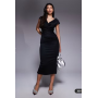 ASOS DESIGN structured midi dress with capped sleeve and draped cross front in black