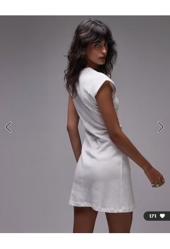 Topshop cinch waist structured mini dress in ivory