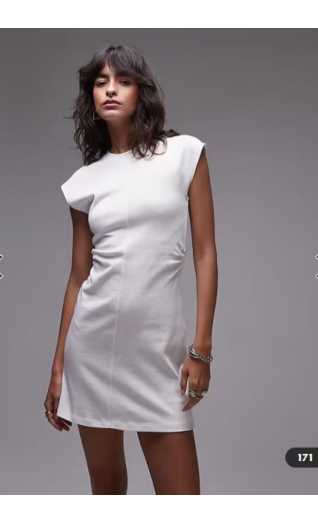 Topshop cinch waist structured mini dress in ivory