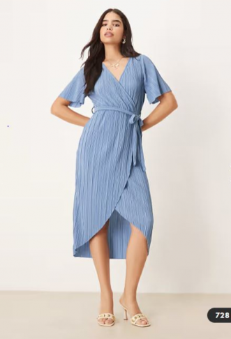 YAS plisse wrap midi dress...