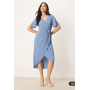 YAS plisse wrap midi dress in blue