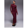 ASOS DESIGN mesh long sleeve midi dress in burgundy