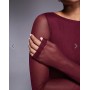 ASOS DESIGN mesh long sleeve midi dress in burgundy