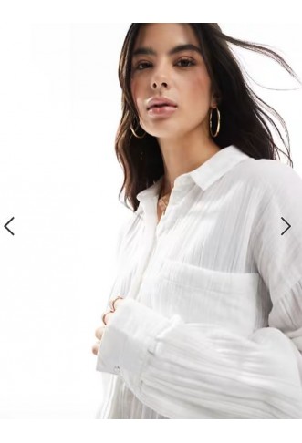 ASOS DESIGN oversized textured cotton shirt in white