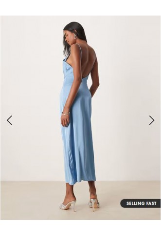 Vila satin cowl neck maxi dress in blissful blue