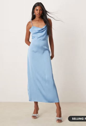 Vila satin cowl neck maxi...
