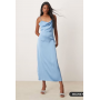 Vila satin cowl neck maxi dress in blissful blue
