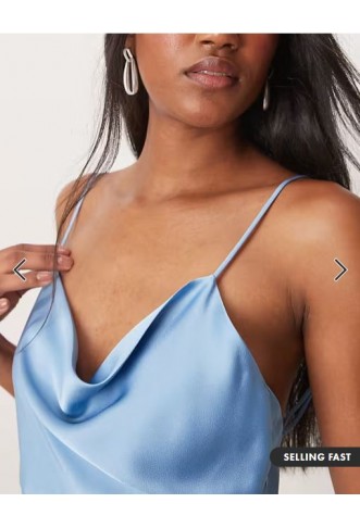 Vila satin cowl neck maxi dress in blissful blue