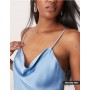 Vila satin cowl neck maxi dress in blissful blue