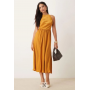 Women’s ASOS DESIGN satin drop waist midi dress with full skirt in ochre