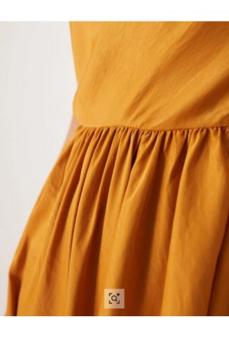 Women’s ASOS DESIGN satin drop waist midi dress with full skirt in ochre