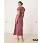 ASOS DESIGN flutter sleeve open back midi dress in purple