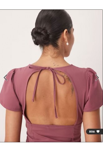ASOS DESIGN flutter sleeve open back midi dress in purple