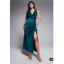 ASOS DESIGN satin drape front split detail maxi dress in deep teal