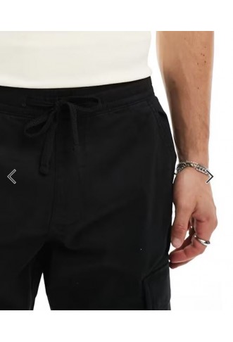 Pull&Bear basic cargo trouser in black