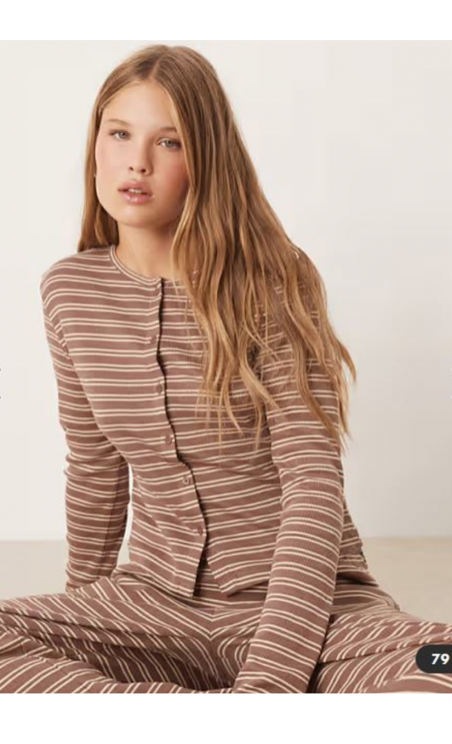 ASOS DESIGN ribbed cardigan in brown stripe