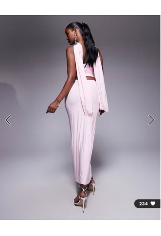 Fashionkilla double sculpted slinky column maxi skirt co-ord in pink
