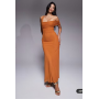 ASOS DESIGN ASOS DESIGN mesh one off shoulder midi dress in burnt yellow