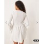 ASOS DESIGN shirred angel sleeve mini dress in white