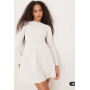 ASOS DESIGN shirred angel sleeve mini dress in white