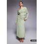 ASOS DESIGN long sleeve slouchy bardot mesh mix maxi dress in sage green