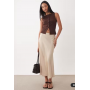 Vila satin maxi skirt in sand