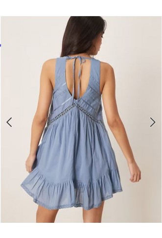 ASOS DESIGN hanky hem mini sundress with scoop neck in washed blue