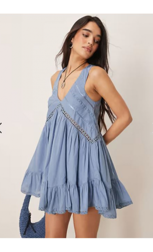 ASOS DESIGN hanky hem mini sundress with scoop neck in washed blue