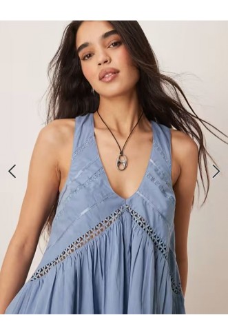 ASOS DESIGN hanky hem mini sundress with scoop neck in washed blue