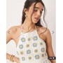 ASOS DESIGN crochet bust halter mini dress in cream