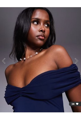 ASOS DESIGN off shoulder ruched maxi dress in navy
