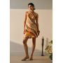 Topshop tie neck halter mini dress satin in blurred mineral print