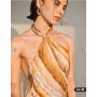 Topshop tie neck halter mini dress satin in blurred mineral print