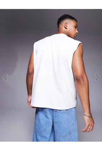 ASOS DESIGN premium interlock regular fit tank in white
