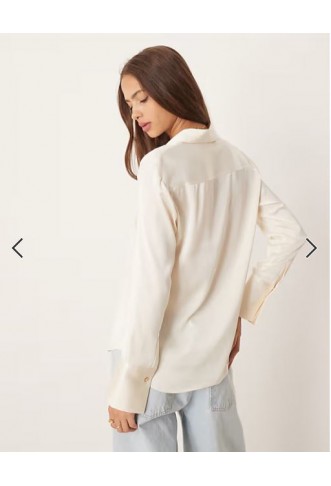Mango satin shirt in cream