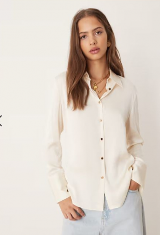 Mango satin shirt in cream