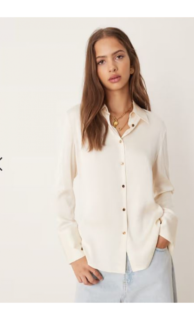 Mango satin shirt in cream