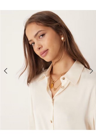 Mango satin shirt in cream