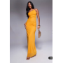 ASOS DESIGN asymmetric double strap with gold trim detail with ruching mesh maxi dress in orange