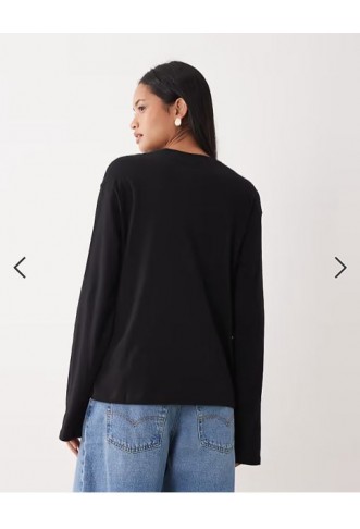 Weekday oversized boxy fit long sleeve t-shirt in black